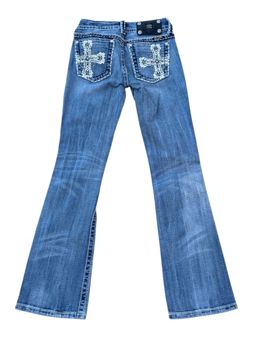 Miss Me Low Rise Boot Cut Jeans With Rhinestone Studs 25